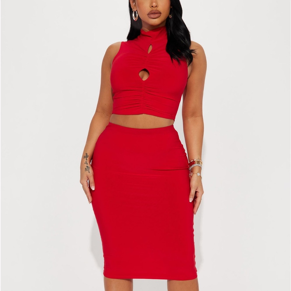 NWT red skirt set